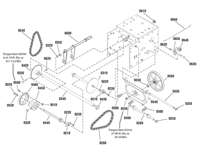 Traction Drive Group Diagram and Parts List for 1696290-00 2012 Briggs and Stratton Snow Blower